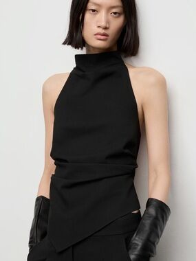 Mango High-Neck Open Back Halter Top